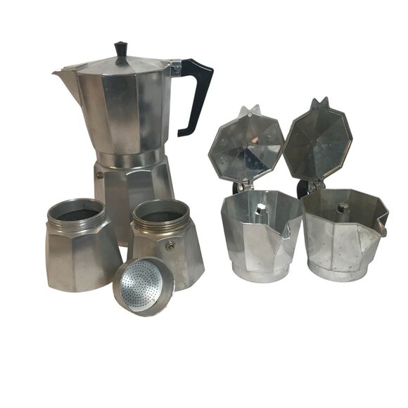Bialetti Moka Express Stovetop Coffee Maker Set Of 3: Two 3-Cup & One 6-Cup Alum - Picture 6 of 10